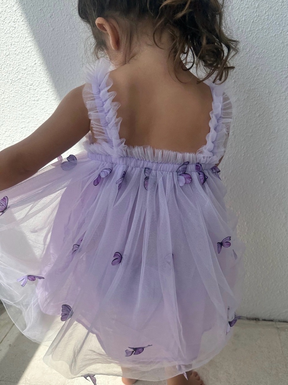 Lavender Butterfly Tulle Dress for Kids - Picture 4 of 8